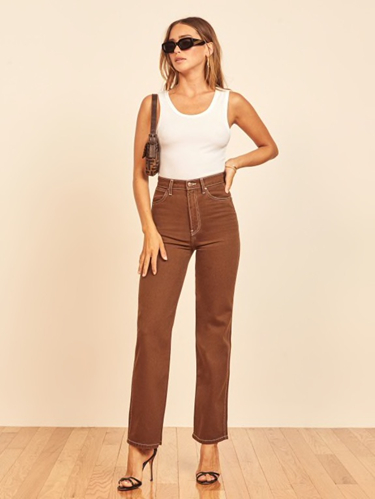 The Cowboy High Rise Straight Jeans in Chocolate