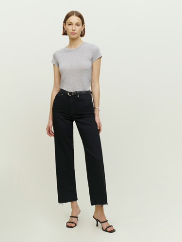 The Emma High Rise Wide Leg Jeans in Black
