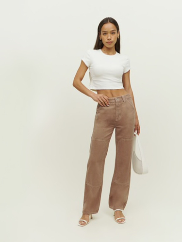 The Harrison Carpenter High Rise Straight Pants in Clay