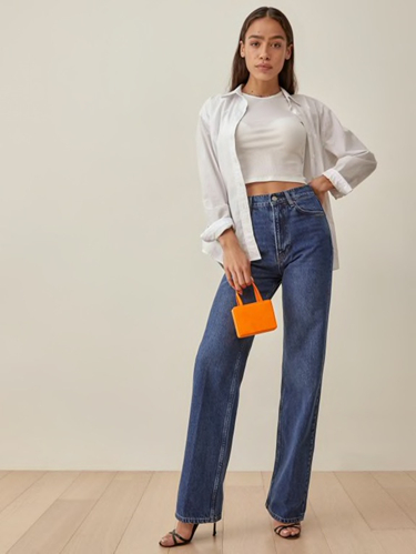 The Wilder High Rise Wide Leg Jeans in Louise