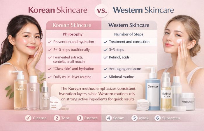 Korean vs. Western skincare routines